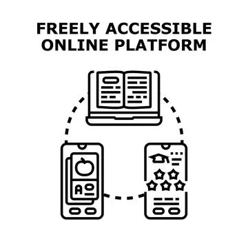 Freely accessible online learning platform concept Stock Illustration