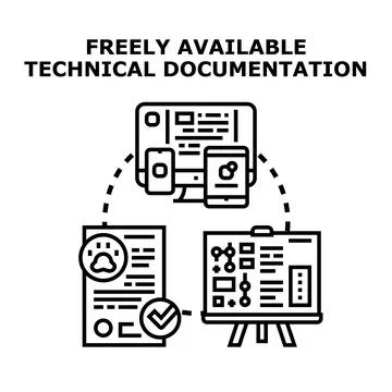 Freely available technical documentation accessing digital resources Stock-Illustration