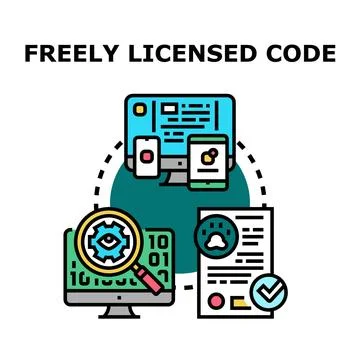 Freely licensed code and open source software concept Stockillustratie