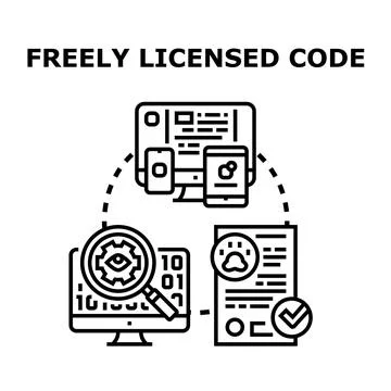 Freely licensed code and open source software concept Stock Illustration