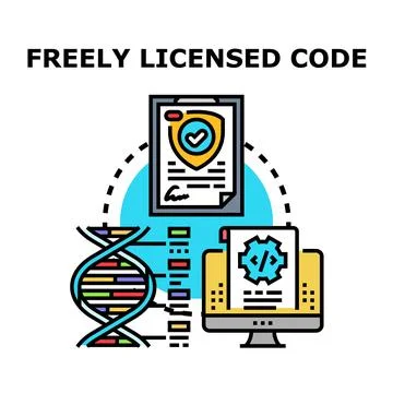 Freely licensed code development and legal protection concept 스톡 일러스트