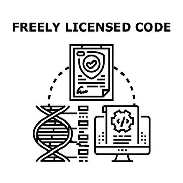 Freely licensed code development and legal protection concept イラスト素材