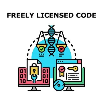 Freely licensed code managing open source software development イラスト素材