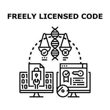 Freely licensed code managing open source software development 库存插图