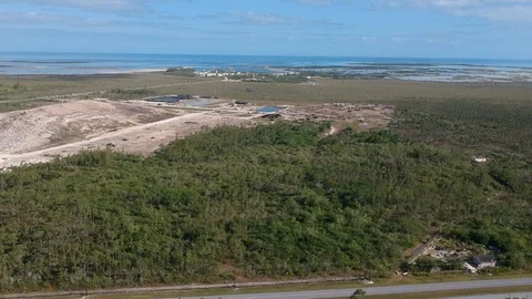 Freeport Sanitation Landfill and Dump Site, Grand Bahama Aerial View Stock Footage 88917978