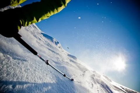 Freeride skiing Stock Photos