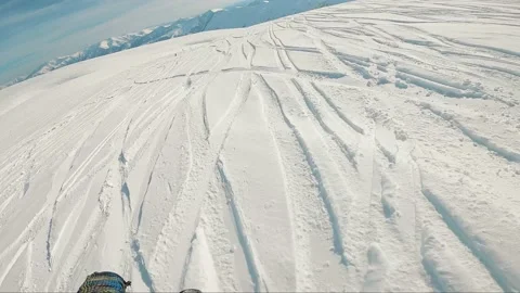 Freeride snowboard first person fall Stock Footage 234653192