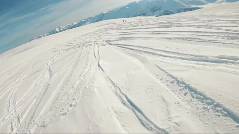 Freeride snowboard first person Stock Footage 236096575