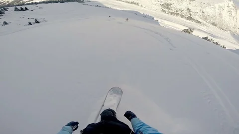 Freeride Snowboarding in Deep Snow Stockbeeldmateriaal 72249628