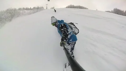 Freeride snowboarding Slowmotion 25% Stock Footage 100720750