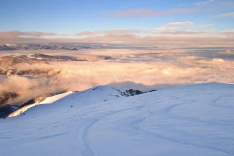 Freeride at sunset Stock Photos