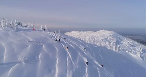 Freeride vacation and snowboarding ski resort Stock Footage