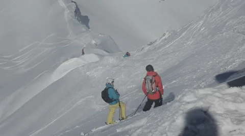 Freerider go down the hill fast Stock Footage 46148160