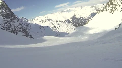 Freeriding ski mountains with  riders point of view Stock Footage 48231592