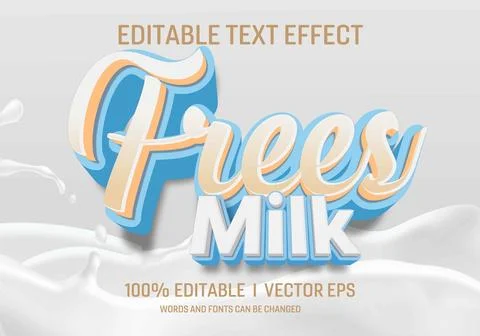 Frees milk vector 3d text effect with modern style design Stock Illustration