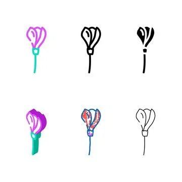 Freesia flower spring color icon vector styleset Stock Illustration
