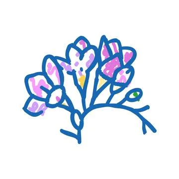 Freesia flower spring icon doodle illustration Stock Illustration