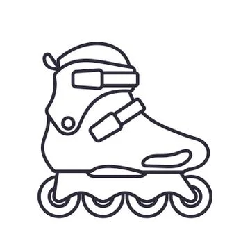 Freeskate Inline Roller Skates icon isolated on white background. Outline vector Stock Illustration