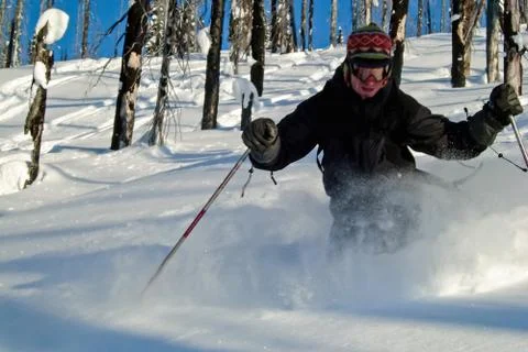 Freeskier in The Bugaboos, a mountain range in the Purcell Mountains, Bugaboo Foto stock