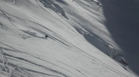 Freeskier go downhill nice light Stock Footage 46150443