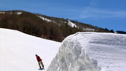 Freeskier performs aerial at slope style park, Park City, Utah. Stock Footage 106790867