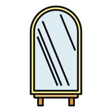 Freestanding arched full length mirror icon Stock Illustration