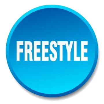 Freestyle blue round flat isolated push button Stock Illustration