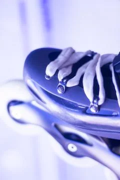 Freestyle inline skates in store Stock Photos