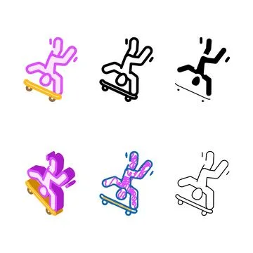 Freestyle skating color icon vector stylized Stock Illustration