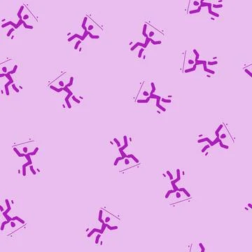 Freestyle skating glyph vector seamless pattern Stock Illustration