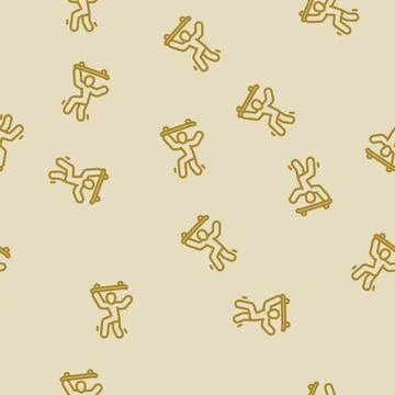 Freestyle skating line vector seamless pattern Stock Illustration