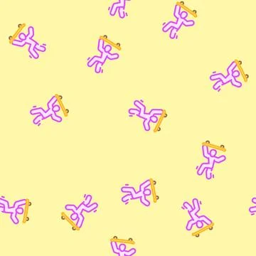 Freestyle skating vector seamless pattern Stock Illustration