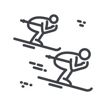 Freestyle ski cross vector line icon isolated on transparent background. Skie Stock Illustration