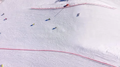Freestyle ski jump ramp on open mountain piste, Pamporovo Stock Footage 346390777