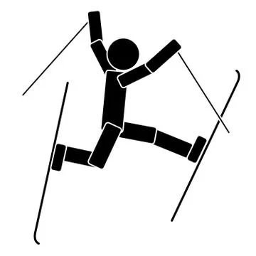 Freestyle skiing. Flat icon Stock Illustration
