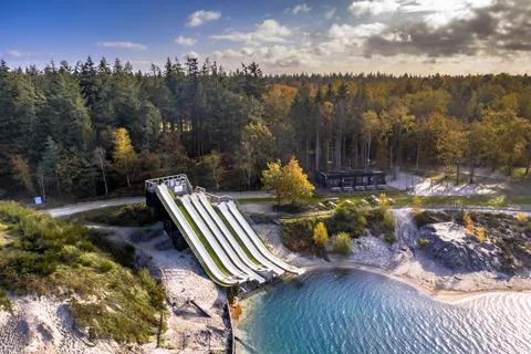 Freestyle skiing training facility Foto stock