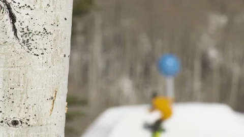 Freestyle snowboarder jumping over obstacle in terrain park Stock Footage 113200793