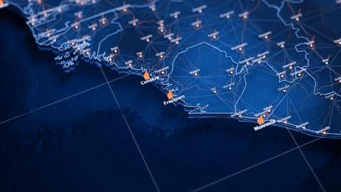 Freetown map big data visualization. Futuristic map infographic of city in Illustrazione stock