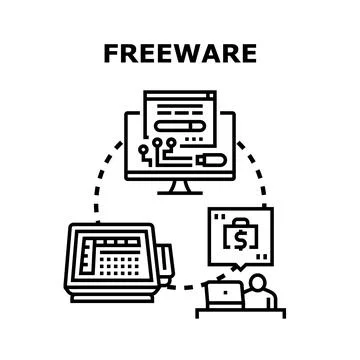 Freeware concept with software distribution and user acquisition Stock Illustration