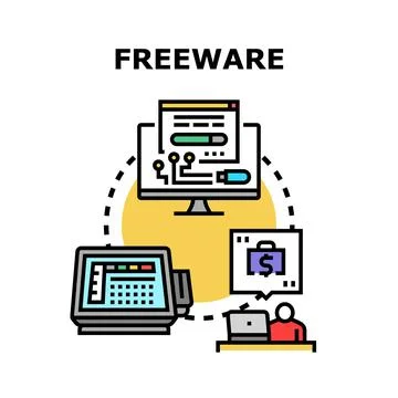 Freeware concept with software distribution and user acquisition Stock Illustration
