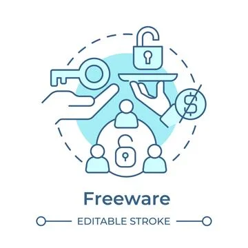 Freeware soft blue concept icon Illustrazione stock