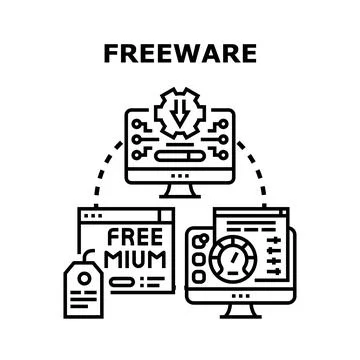 Freeware software download concept for computer programs Stock Illustration