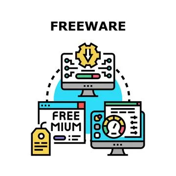 Freeware software download concept for computer programs 库存插图