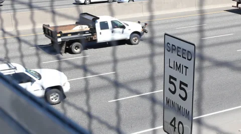 Freeway with 55 MPH Sign Stock Footage 31509537