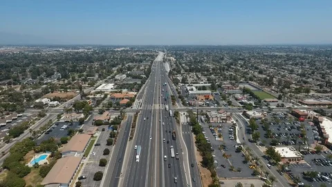 Freeway Aerial Flight Video stock 93254719
