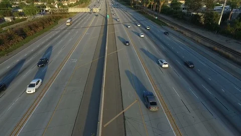 Freeway Aerial View HD Stock Footage 91572022