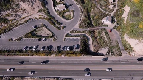 Freeway Aerial View via Helicopter Stock Footage 74605518