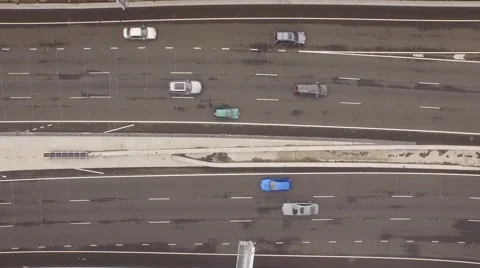 Freeway birds eye Stock Footage 54375371