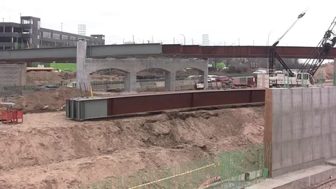 Freeway Bridge Construction site Stock Footage 105606564
