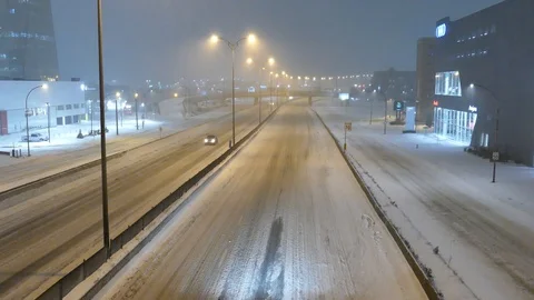 Freeway with cars during winter Stock Footage 125549583